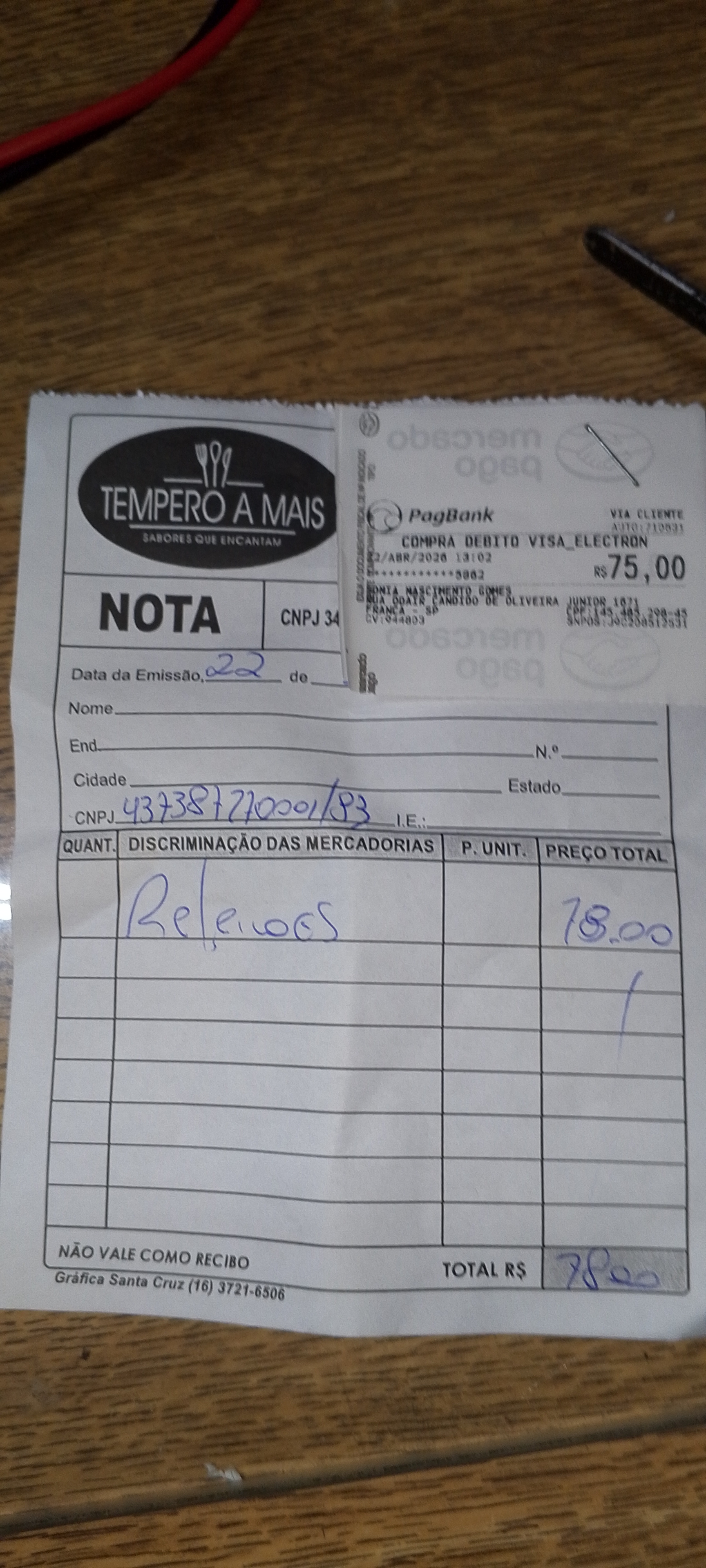 Comprante Custo 1