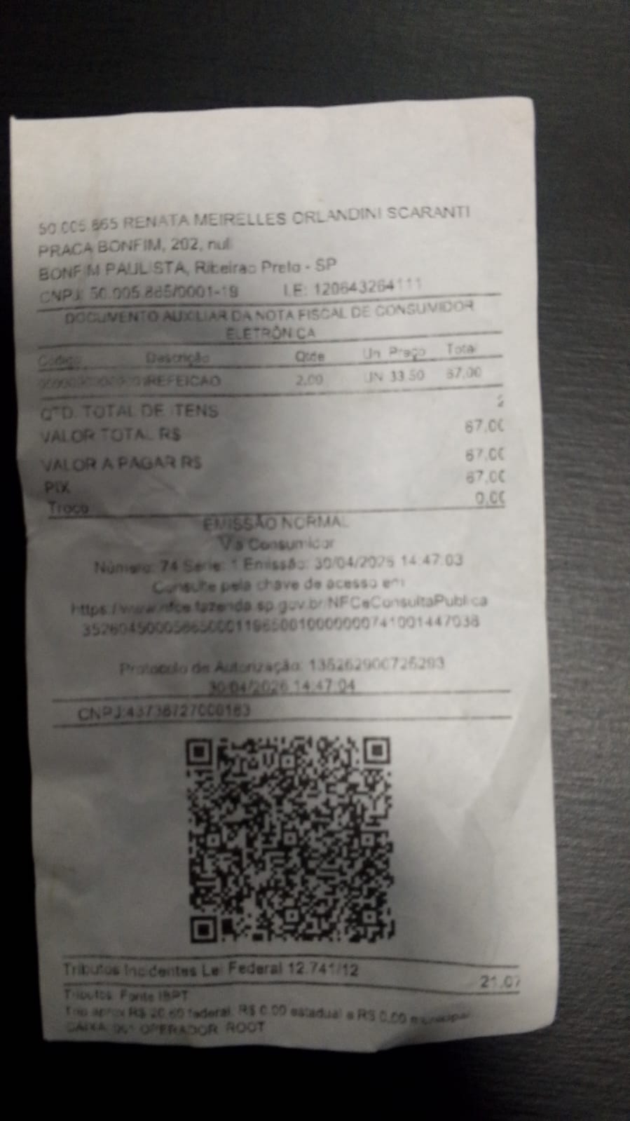 Comprante Custo 1